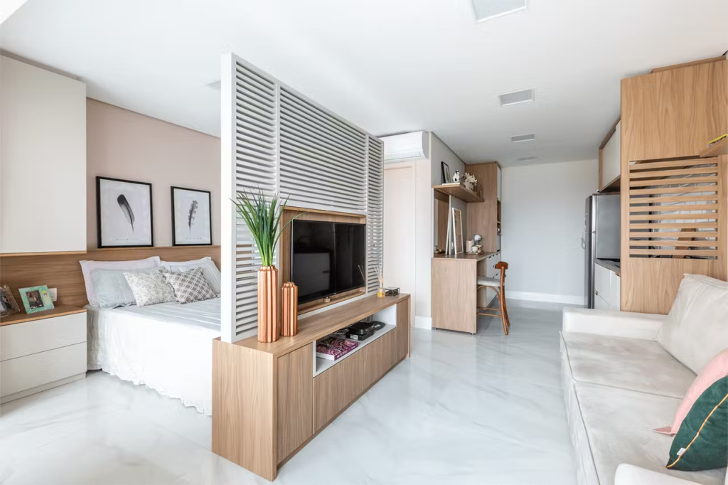 Quarto planejado pela Mazza Decor com móveis sob medida em Itatiba.